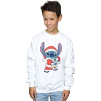 Disney Boy's Lilo & Stitch Stitch Christmas Sweatshirt in White | Size: 5-6 Years