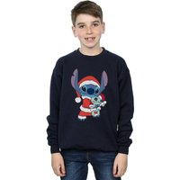 Disney Boy's Lilo & Stitch Stitch Christmas Sweatshirt in Navy | Size: 7-8 Years