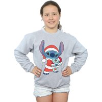 Disney Girl's Lilo & Stitch Stitch Christmas Sweatshirt in Grey | Size: 7-8 Years