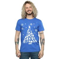 Star Wars Men's Christmas Tree T-Shirt in Blue | Size: Small