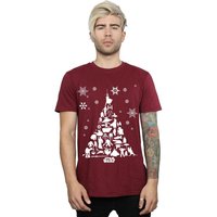 Star Wars Men's Christmas Tree T-Shirt in Burgundy | Size: Small