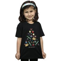 Friends Girl's Christmas Tree Cotton T-Shirt in Black | Size: 3-4 Years