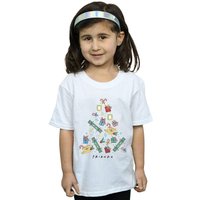 Friends Girl's Christmas Tree Cotton T-Shirt in White | Size: 5-6 Years