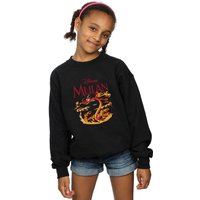 Disney Girl's Mulan Mushu Dragon Fire Sweatshirt in Black | Size: 3-4 Years
