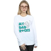 The Flintstones Women's Pebbles My Dad Rocks Sweatshirt in White | Size: 2XL