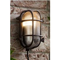 ValueLights Bow Oval Bulkhead IP64 Outdoor Garden Wall Light with Warm White Bulb in Bronze