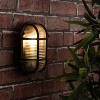 ValueLights Bow Oval Bulkhead IP64 Outdoor Garden Wall Light with Filament Bulb in Bronze