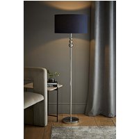 ValueLights Marissa Fabric Drum Shade with Chrome Stacked Ball Floor Lamp in Navy