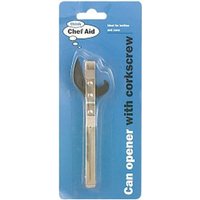 Chef Aid Can Opener With Corkscrew in Silver