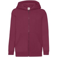 Fruit of the Loom Hooded Sweatshirt Jacket in Burgundy | Size: 9-10 Years