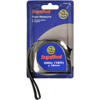 SupaTool Chrome Plated Tape Measure 5m x 19mm in Silver
