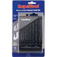 SupaTool HSS Metal Drill Bit Set (8 Pieces) in Black