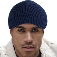 Beechfield Men's Engineered Knit Ribbed Beanie One Size in Navy