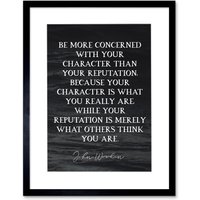 Artery8 Slate Quote John Wooden Character Reputation What You Are Coach Black & White Typography Framed Wall Art Print Picture 12X16 inch