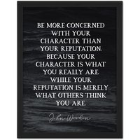 Artery8 Wall Art Print Slate Quote John Wooden Character What You Are Coach Large Framed Wall Décor Art in White | Size: W18" x H24"