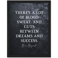 Artery8 Wall Art Print Slate Quote Bear Bryant Blood Sweats Guts Dream Success Large Framed Wall Décor Art in Light Oak | Size: W18" x H24"