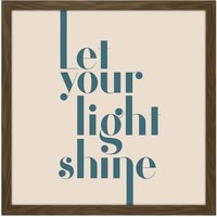 Artery8 Wall Art Print Let Your Light Shine Motivational Square Framed Picture 16X16 Inch in Brown | Size: W16" x H16"