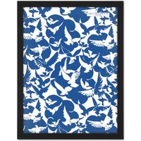 Artery8 Wall Art Print Peace Doves Blue White Vintage Large Framed Wall Dรฉcor Art in Brown | Size: W18" x H24"