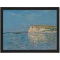 Artery8 Wall Art Print Monet Low Tide Pourville Dieppe Large Framed Wall Décor Art in Light Oak | Size: W18" x H24"