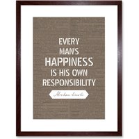 Artery8 Wall Art Print Dictionary Page Quote Abraham Lincoln Happiness Responsibility Artwork Framed 9X7 Inch in Brown | Size: W7" x H9"