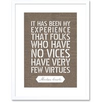 Artery8 Wall Art Print Dictionary Page Quote Abraham Lincoln Vices Virtues Artwork Framed 9X7 Inch in White | Size: W7" x H9"