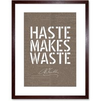 Artery8 Wall Art Print Dictionary Page Quote Benjamin Franklin Haste Makes Waste Artwork Framed 9X7 Inch in Brown | Size: W7" x H9"