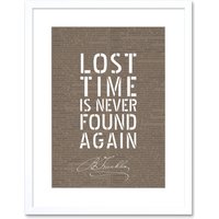 Artery8 Wall Art Print Dictionary Page Quote Benjamin Franklin Lost Time Artwork Framed 9X7 Inch in White | Size: W7" x H9"