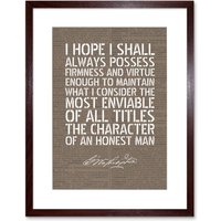 Artery8 Wall Art Print Dictionary Page Quote George Washington Firmness & Virtue Artwork Framed 9X7 Inch in Brown | Size: W7" x H9"