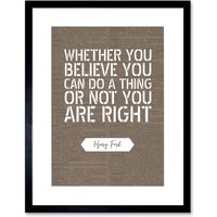 Artery8 Wall Art Print Dictionary Page Quote Henry Ford You Are Right Artwork Framed 9X7 Inch in Black | Size: W7" x H9"