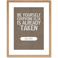 Artery8 Wall Art Print Dictionary Page Quote Oscar Wilde Be Yourself Artwork Framed 9X7 Inch in Beige | Size: W7" x H9"