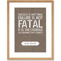 Artery8 Wall Art Print Dictionary Page Quote Winston Churchill Success Artwork Framed 9X7 Inch in Beige | Size: W7" x H9"