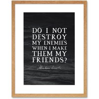 Artery8 Wall Art Print Slate Quote Abraham Lincoln Destroy Enemies Artwork Framed 9X7 Inch in Beige | Size: W7" x H9"