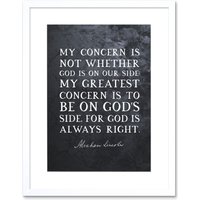 Artery8 Wall Art Print Slate Quote Abraham Lincoln Gods Side Artwork Framed 9X7 Inch in White | Size: W7" x H9"