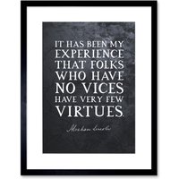 Artery8 Wall Art Print Slate Quote Abraham Lincoln Vices Virtues Artwork Framed 9X7 Inch in Black | Size: W7" x H9"