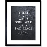 Artery8 Wall Art Print Slate Quote Benjamin Franklin Bad Peace Artwork Framed 9X7 Inch in Black | Size: W7" x H9"