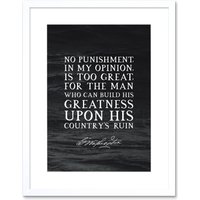 Artery8 Wall Art Print Slate Quote George Washington No Punishment Artwork Framed 9X7 Inch in White | Size: W7" x H9"