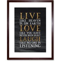 Artery8 Wall Art Print Slate Quote Live Love Laugh Artwork Framed 9X7 Inch in Brown | Size: W7" x H9"
