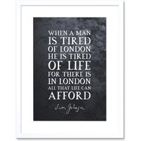 Artery8 Wall Art Print Slate Quote Samuel Johnson London Artwork Framed 9X7 Inch in White | Size: W7" x H9"