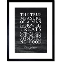 Artery8 Wall Art Print Slate Quote Samuel Johnson True Measure Artwork Framed 9X7 Inch in Black | Size: W7" x H9"