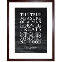 Artery8 Wall Art Print Slate Quote Samuel Johnson True Measure Artwork Framed 9X7 Inch in Brown | Size: W7" x H9"
