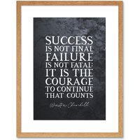 Artery8 Wall Art Print Slate Quote Winston Churchill Success Artwork Framed 9X7 Inch in Beige | Size: W7" x H9"