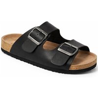 Thomas Blunt Men's Double Buckle Footbed Casual Sandal with Cork Sole in Black | Size: 6