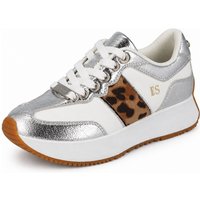 Elle Sport Women's Metallic Chunky Trainer in Silver | Size: 6