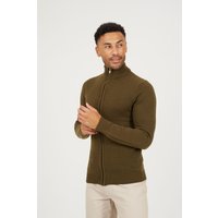 Zip Through Funnel Neck Knit Cardigan