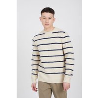 High Crew Neck Striped Knit Jumper