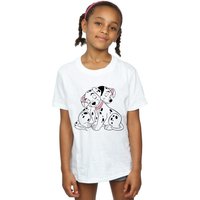 Disney Girl's 101 Dalmatians Puppy Love Cotton T-Shirt in White | Size: 7-8 Years