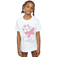 Disney Girl's Aristocats Marie Bow Cotton T-Shirt in White | Size: 9 Years