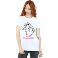 Disney Women's Bambi Thumper Line Drawing Cotton Boyfriend T-Shirt in White | Size: 5XL