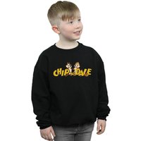 Disney Boy's Chip & Dale Character Logo Sweatshirt in Black | Size: 5-6 Years
