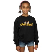 Disney Girl's Chip & Dale Character Logo Sweatshirt in Black | Size: 5-6 Years